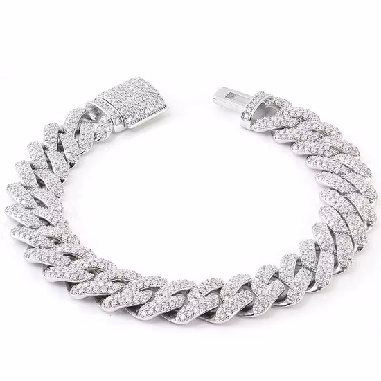 Real S925 Sterling Silver D Vvs Moissanite Iced out Cuban Link Chain 6 7 8 9 Inch 16 18inch 20 22 24 26 Inches Necklace Bracelet