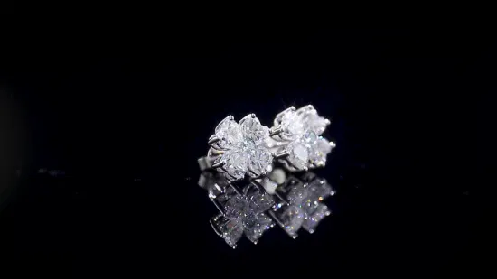 Moissanite 하트 귀걸이 14K 솔리드 화이트 골드 6mm Def 하트 모양 Moissanite 여성용 골드 스터드 귀걸이 쥬얼리